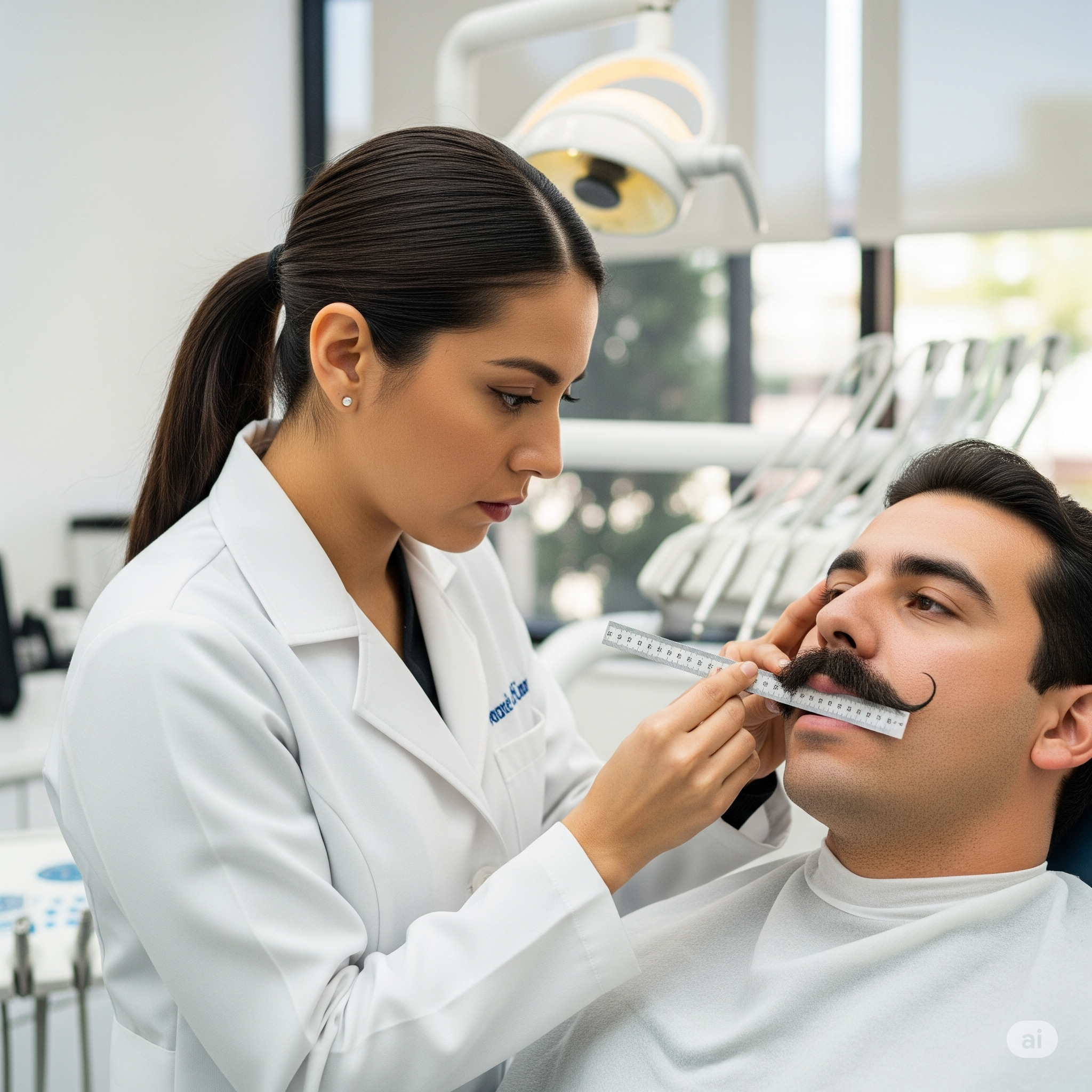 Moustache inspectée à la loupe